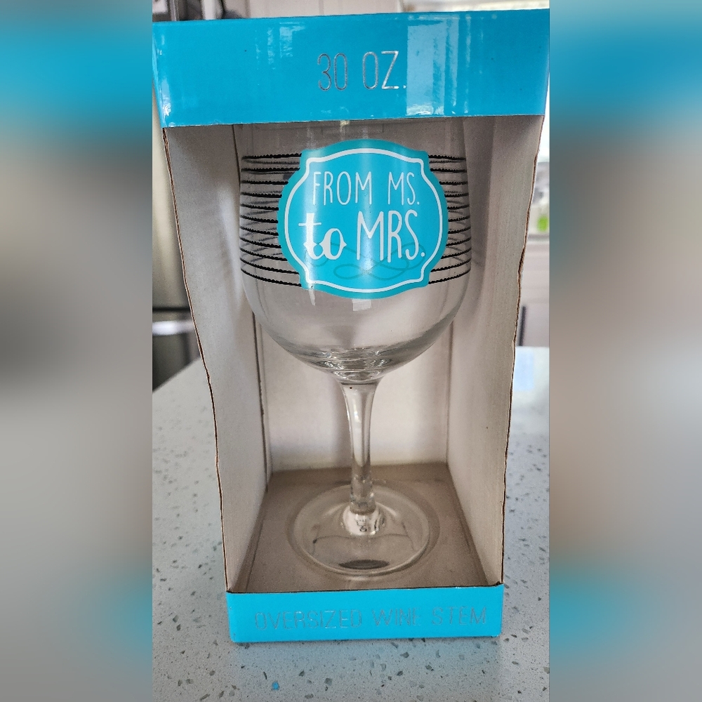 "From Ms. to Mrs." Oversized Wine Glass